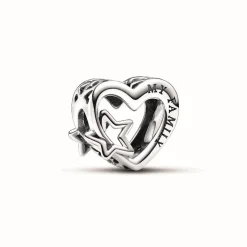 Pandora Charms<Charm Cœur Ajouré Famille avec Étoile - Moments