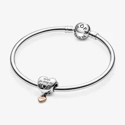 Pandora Charms<Charm Cœur de Maman Fête des mères - Argent & Métal Doré à l'or Rose fin 585/1000