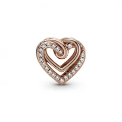 Pandora Charms<Charm Cœurs Entrelacés Scintillant Bijoux - Métal Doré à l'or Rose fin 585/1000
