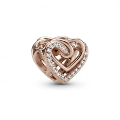 Pandora Charms<Charm Cœurs Entrelacés Scintillant Bijoux - Métal Doré à l'or Rose fin 585/1000