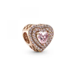 Pandora Charms<Charm Cœurs Nivelés Scintillant Timeless - Rose gold