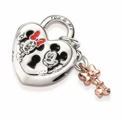 Pandora Charms<Charm Disney x Cadenas cœur Mickey & Minnie - Argent