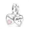 Pandora Charms<Charm Double Pendant Cœur Séparable Mère & Fille - Argent