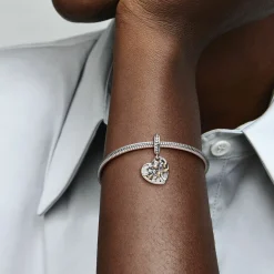 Pandora Charms<Charm Double Pendant Cœur Arbre de vie Bicolore People - Argent