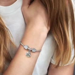 Pandora Charms<Charm Double Pendant Cœur Arbre de vie Bicolore People - Argent