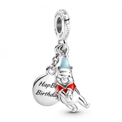 Pandora Charms<Charm Double Pendant Happy birthday & Winnie L'Ourson Disney x - Argent