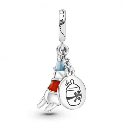 Pandora Charms<Charm Double Pendant Happy birthday & Winnie L'Ourson Disney x - Argent