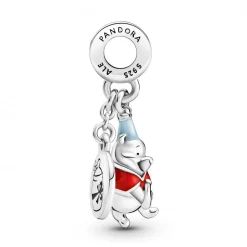 Pandora Charms<Charm Double Pendant Happy birthday & Winnie L'Ourson Disney x - Argent