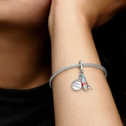 Pandora Charms<Charm Double Pendant Happy birthday & Winnie L'Ourson Disney x - Argent