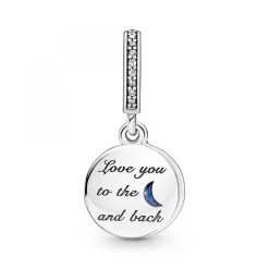 Pandora Charms<Charm double pendant Moments Arbre & Lune de la Galaxie - Argent