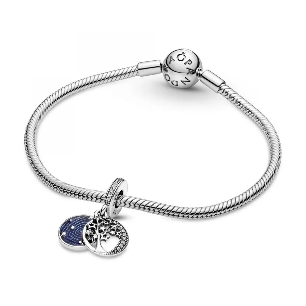Pandora Charms<Charm double pendant Moments Arbre & Lune de la Galaxie - Argent