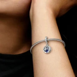 Pandora Charms<Charm double pendant Moments Arbre & Lune de la Galaxie - Argent