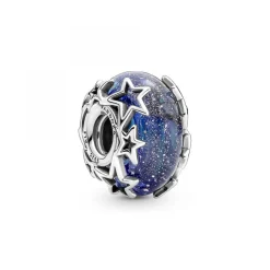 Pandora Charms<Charm en Verre de Murano Bleu Galaxie & Étoile Moments - Argent