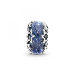 Pandora Charms<Charm en Verre de Murano Bleu Galaxie & Étoile Moments - Argent