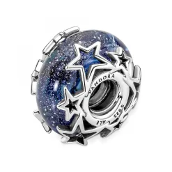 Pandora Charms<Charm en Verre de Murano Bleu Galaxie & Étoile Moments - Argent