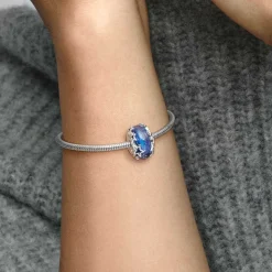 Pandora Charms<Charm en Verre de Murano Bleu Galaxie & Étoile Moments - Argent