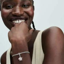 Pandora Charms<Charm fleur de cerisier en argent sterling avec zircons roses et émail rose Timeless