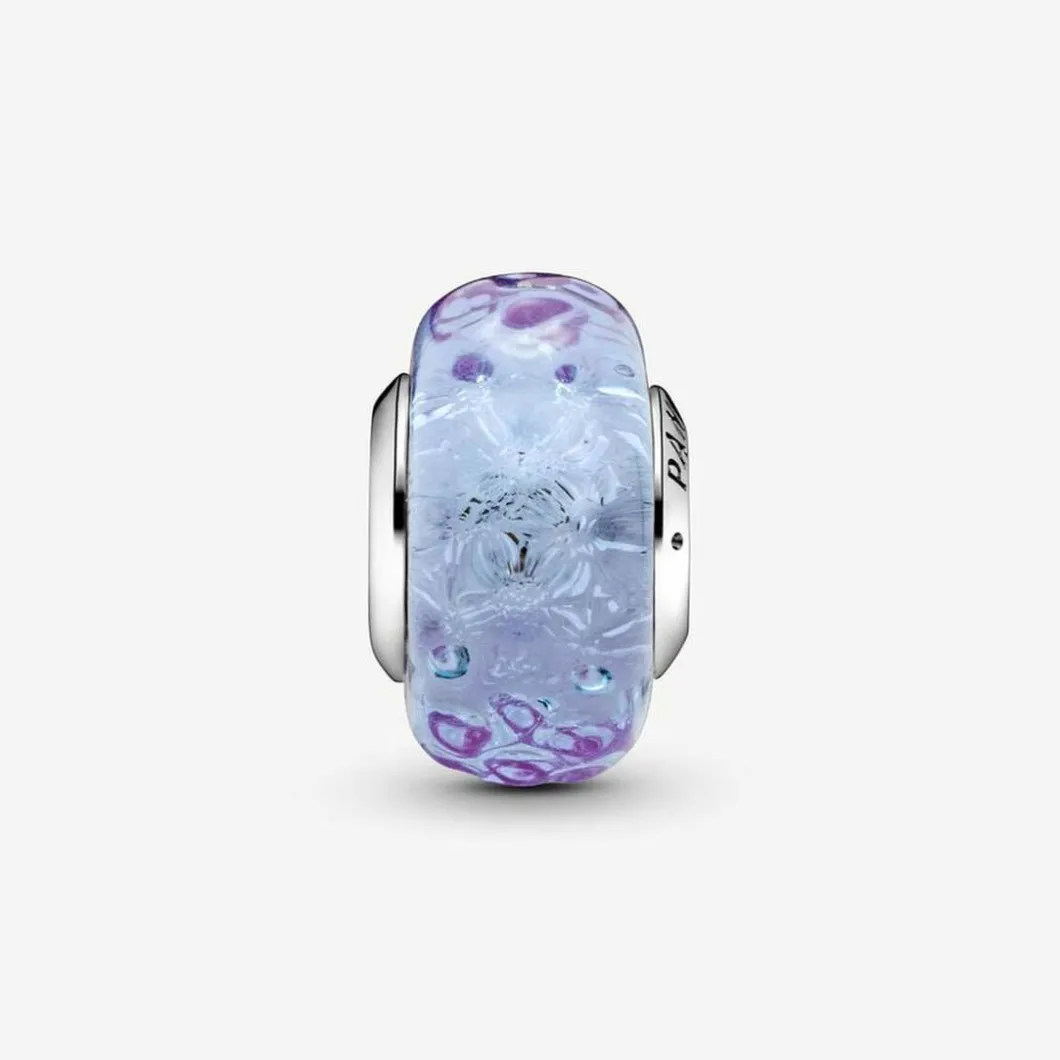 Pandora Charms<Charm Lavande en verre de Murano ondulé Moments