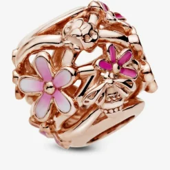 Pandora Charms<Charm Marguerite Rose Ajouré Moments
