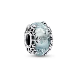 Pandora Charms<Charm Murano Flocon de Neige Bleu Hivernal Moments