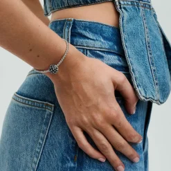 Pandora Charms<Charm Noir Rond Pavé Scintillant