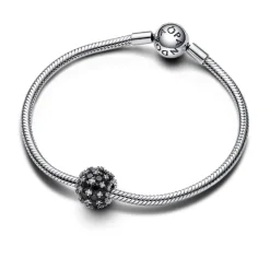 Pandora Charms<Charm Noir Rond Pavé Scintillant