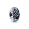 Pandora Charms<Charm Océan Verre de Murano Bleu Foncé Ondulé Colours - Argent