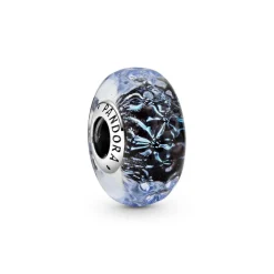 Pandora Charms<Charm Océan Verre de Murano Bleu Foncé Ondulé Colours - Argent
