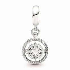 Pandora Charms<Charm Moments Boussole rotative avec inscription gravée - Argent