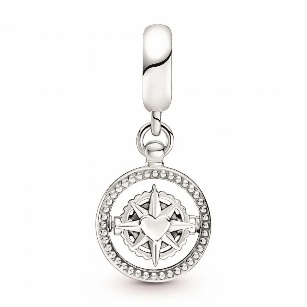 Pandora Charms<Charm Moments Boussole rotative avec inscription gravée - Argent