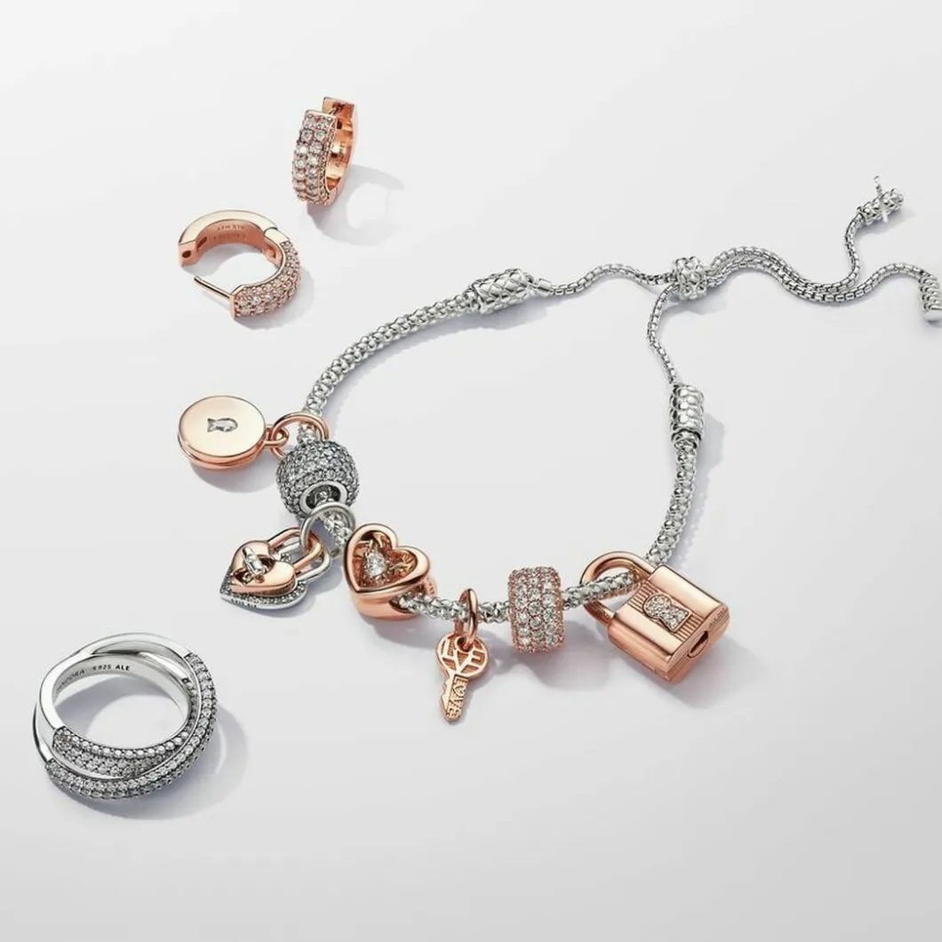 Pandora Charms<Charm moments Cadenas & clé - Rose gold