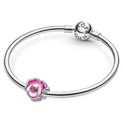 Pandora Charms<Charm Moments floral Rose avec cristaux scintillants - Argent 925/1000ᵉ