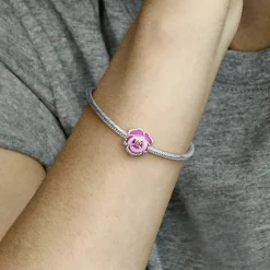 Pandora Charms<Charm Moments floral Rose avec cristaux scintillants - Argent 925/1000ᵉ