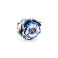 Pandora Charms<Charm Moments floral bleue avec cristaux scintillants - Argent 925/1000ᵉ