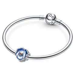Pandora Charms<Charm Moments floral bleue avec cristaux scintillants - Argent 925/1000ᵉ