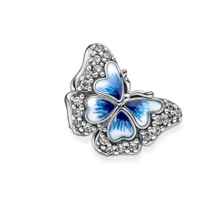 Pandora Charms<Charm Moments Papillon bleu double face - Argent 925/1000ᵉ