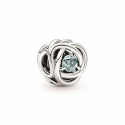 Pandora Charms<Charm moments Rose Ajourée & cristaux bleu - Argent