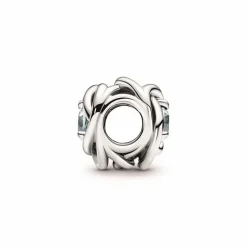 Pandora Charms<Charm moments Rose Ajourée & cristaux bleu - Argent