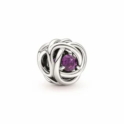 Pandora Charms<Charm moments Rose Ajourée & cristaux violet - Argent