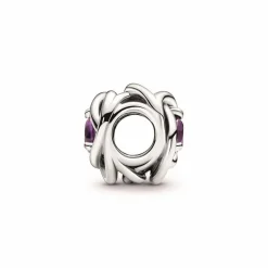 Pandora Charms<Charm moments Rose Ajourée & cristaux violet - Argent