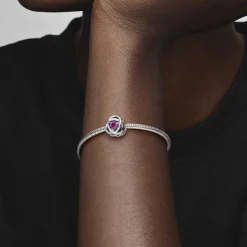 Pandora Charms<Charm moments Rose Ajourée & cristaux Rose - Argent