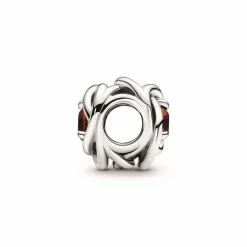 Pandora Charms<Charm moments Rose Ajourée & cristaux grena - Argent