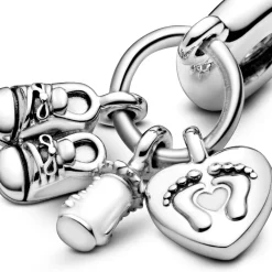 Pandora Charms<Charm Pendant Biberon et Chaussures Bébé Moments