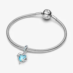 Pandora Charms<Charm Pendant Dauphins Verre de Murano Bleu 793924C01