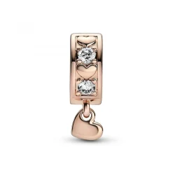 Pandora Charms<Charm Pendant Doré Rose Coeur en Métal doré à l'or rose fin 585/1000