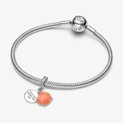Pandora Charms<Charm Pendant Double Coquillage Couleur Corail