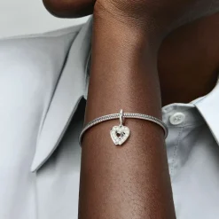 Pandora Charms<Charm Pendant Double Cœur Blanc Nacré - Moments