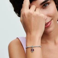 Pandora Charms<Charm Pendant Double Cœur Rouge et Serrure