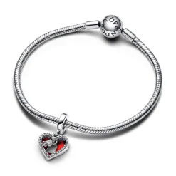 Pandora Charms<Charm Pendant Double Cœur Rouge et Serrure
