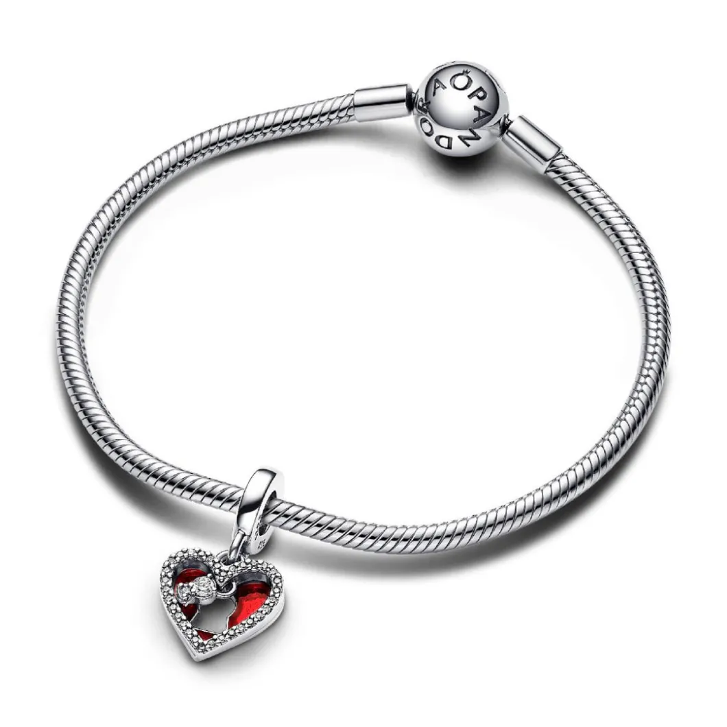 Pandora Charms<Charm Pendant Double Cœur Rouge et Serrure